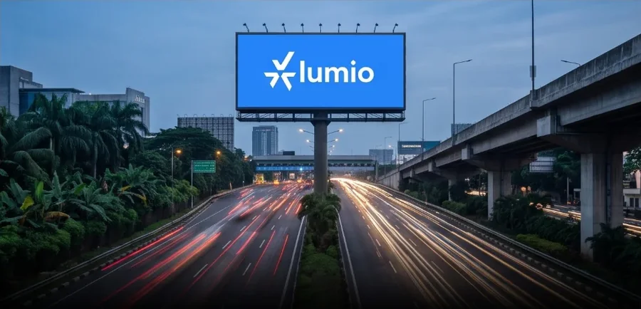 Lumio LED billboard above a Jakarta highway