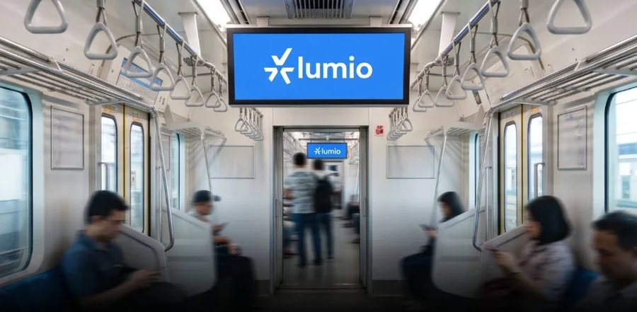 Lumio transit screen inside public transport